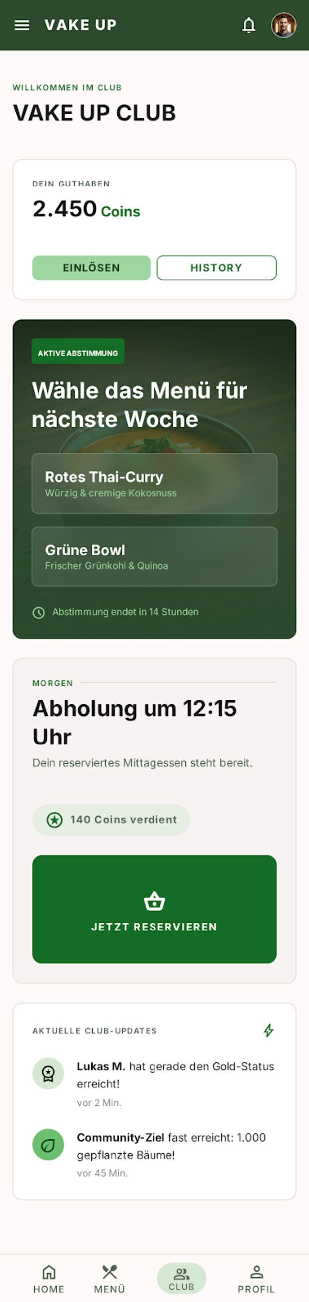 Vake Up Club in der App